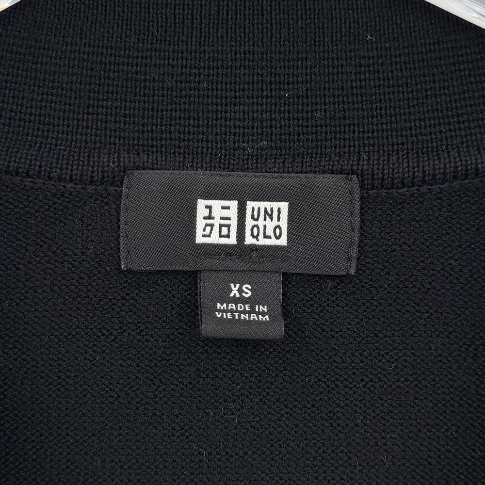 Uniqlo Polo Sweater Women Extra Small Black Wool Long Sleeve Knit Top - Picture 10 of 13